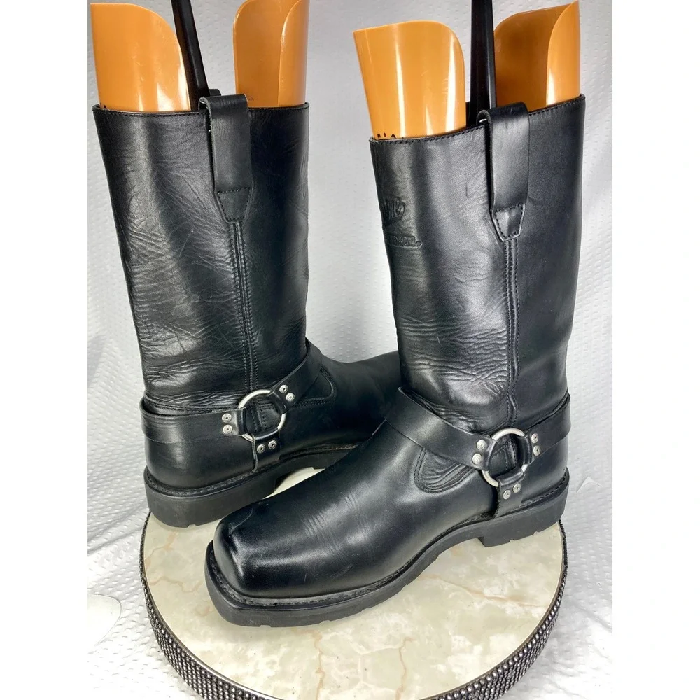 Harley-Davidson Leather Mega Harness Motorcycle Boots Mens 13 Black Square Toe